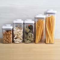 5 Piece Set Food Grade PP Plastic Pet Dog Food Airtight Transparent Stackable Kitchen Dry Food Storage Container